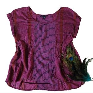 American Eagle Peplum Hem Scoop Neck Mixed Animal Print Cap Sleeve Blouse XS